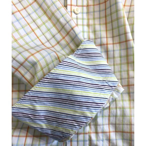 Tailorbyrd Flip Cuff Long Sleeve Shirt Checkered Plaid Men's Size Large - Picture 9 of 9